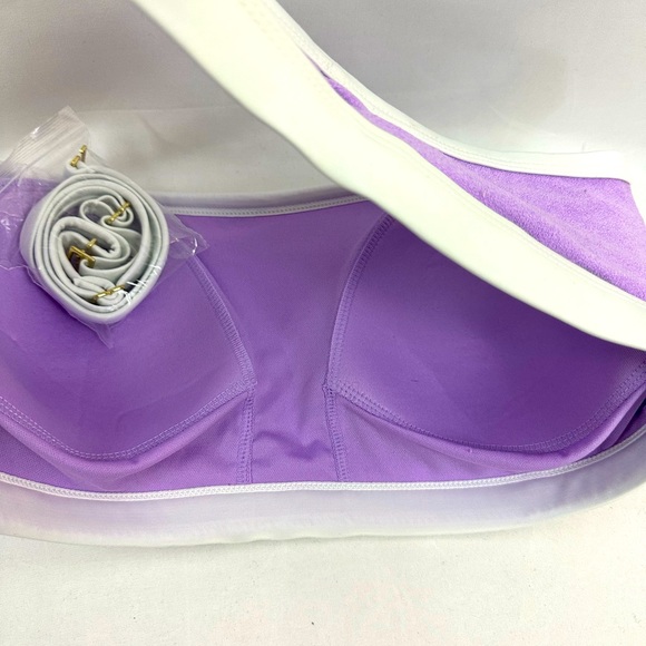 Kona Sol Color Block Purple/White Terry Bikini Top Removable Straps 1X(1… - Picture 6 of 10